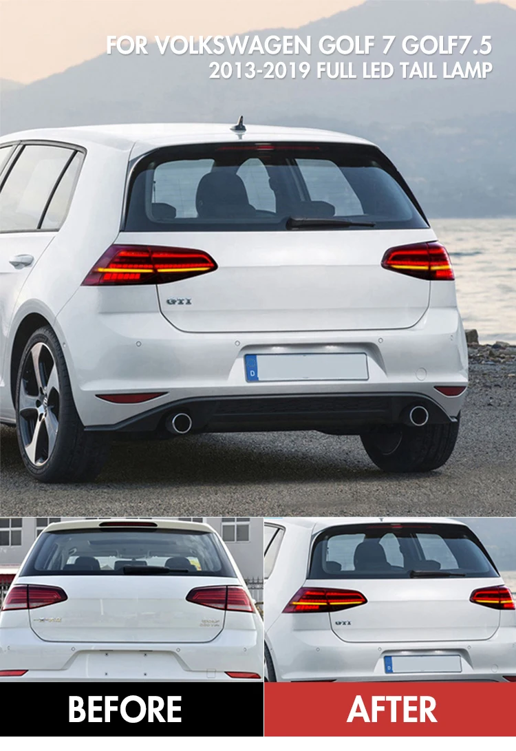 

Задний фонарь для Volkswagen Golf 7 2013-2019, Автомобильный задний фонарь, светодиодный светодиодная сборка, последовательный динамический сигнал пов...