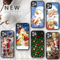 new year christmas cartoon design phone case matte transparent for iphone 7 8 11 12 13 plus mini x xs xr pro max cover