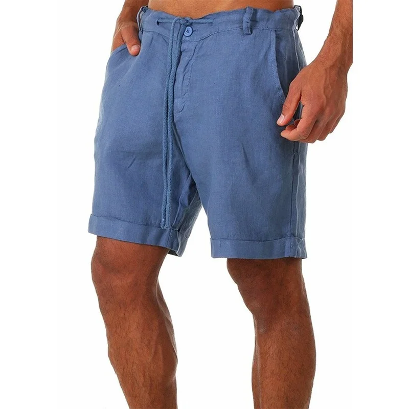 Shorts Men Summer Men Casual Shorts Solid Linen Cotton Fashion