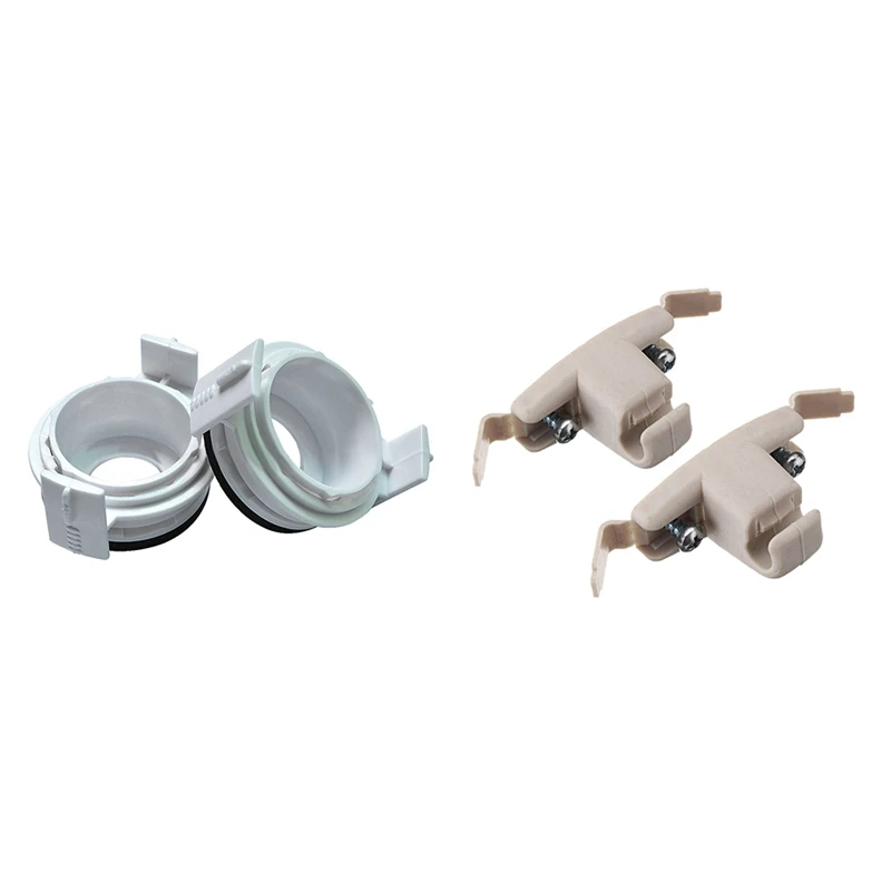 

2X XENON HID H7 Bulb Holders White Adaptors For BMW E46 3 Series 325Ci 325I & 2X Beige Sun Visor Clip Holder Bracket