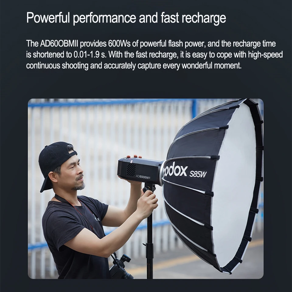 Фото Вспышка Godox AD600BMII Witstro, ручная, универсальная, для улицы, 600 Вт, TTL, HSS, время перезарядки 0.01-1.9 с, студийная вспышка №2