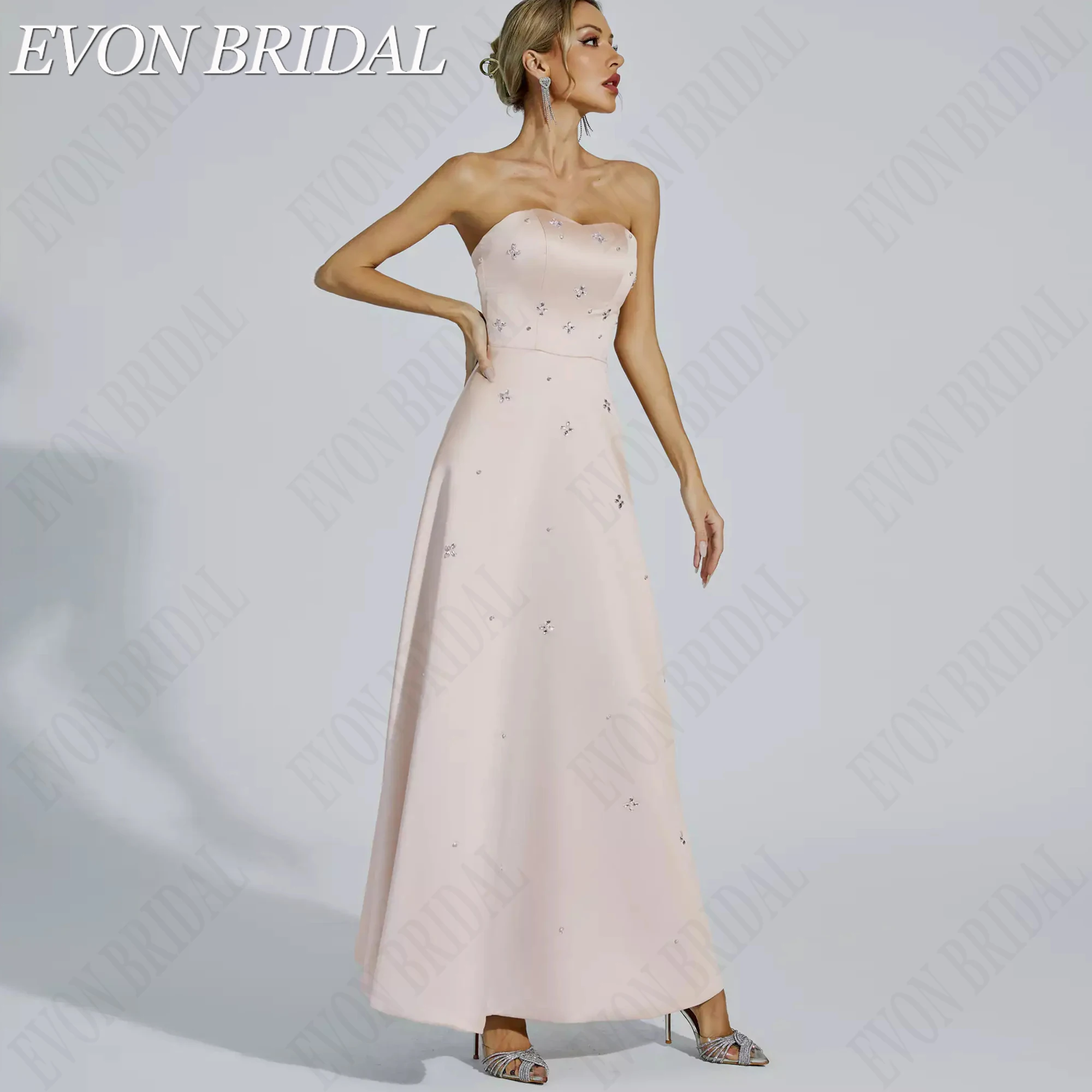 EVON BRIDAL Атлас Изготовлено На Заказ Платье На Бал Сердцевидный Вырез А Силуэт Платье Для Гостей Длинное До Лодыжки Открытая Спина Вечернее Платье 2026 Без Рукавов Элегантное Платье На День Рождения (art.: 3920dc83ed3a2) - 3920dc83ed3a2