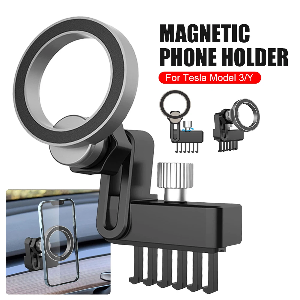 

Magnetic Car Phone Holder Air Vent Car Phone Mounts Cellphone GPS 360° Rotation Simple Bracket For Tesla Model 3 Y Interior Tool