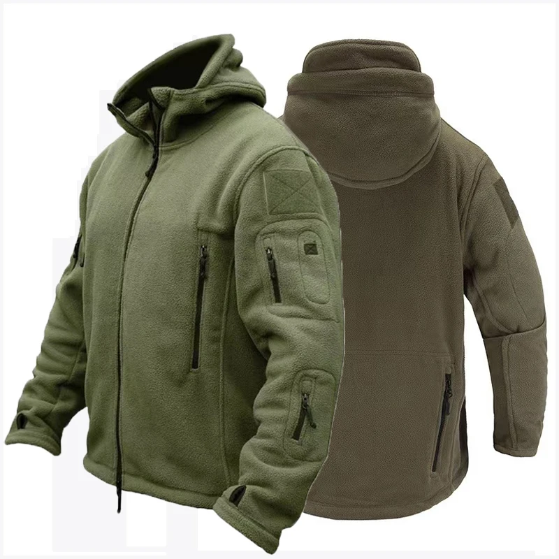 

Men Winter Thermal Fleece US Military Tactical Jacket Outdoors Sports Hooded Coat Hiking Hunting Combat Camping Army Soft Sh
