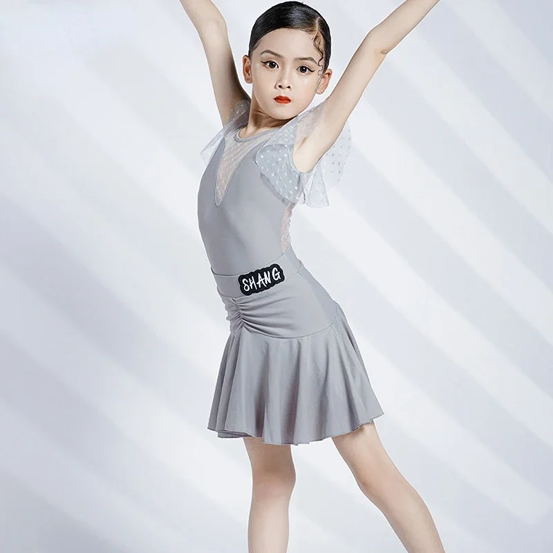 Новое детское платье для латинских танцев тренировочная одежда румбы ча-ча