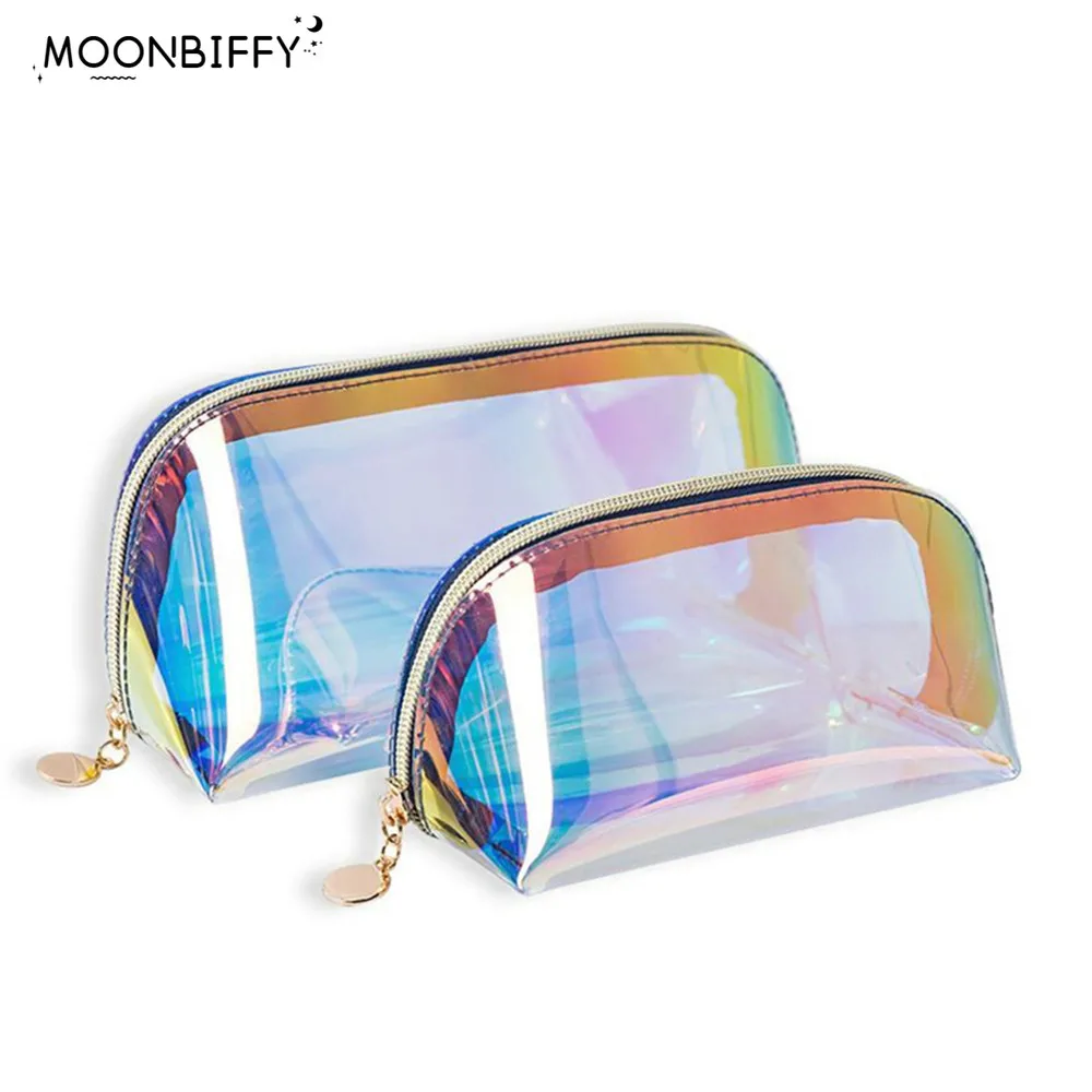 

Girl Makeup Bag Colorful Laser Cosmetic Bag Organizer Make Up Case Beauty Pouch Lipstick Bag TPU Beautician Toiletry Bags Sac