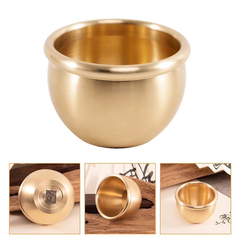 

Copper Bowl Chinese Decor Desk Topper Brass Ritual Office Tibetan Offering Bowls Attract Wealth