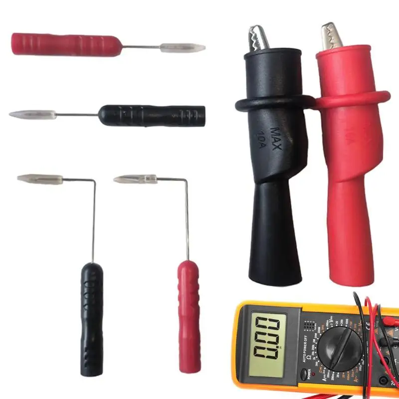

6 Pcs Multimeter Probes 2mm Needle Test Probe Multimeter Extended Test Needle Red Black Insulation Piercing Needles