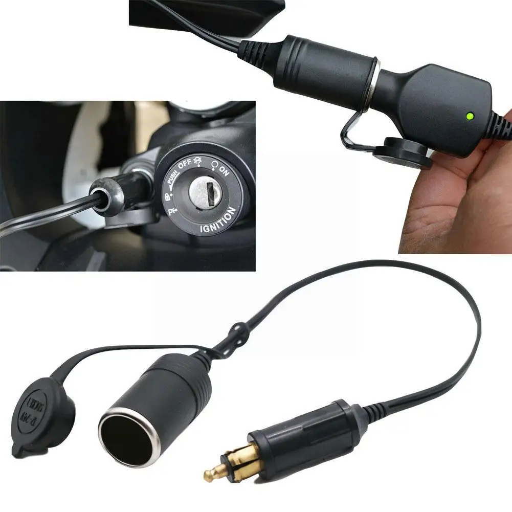 

Extended Powerlet Hella DIN Male Plug to Standard Cigarette Adapter plug male DIN motorcycles Lighter Socket European on O7Q9