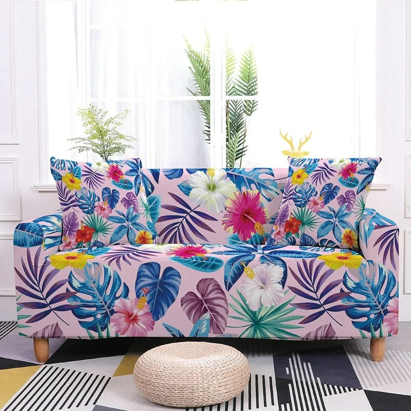 

Leaves Printing Stretch Sofa Cover Dust-proof Armchair Recliner Couch Covers 1/2/3/4 Seat L Shape Sofa Chaise Cover Lounge