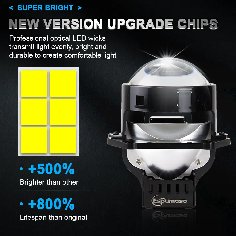 2 шт. трехдюймовые лампы для автомобильных фар 200 Вт 6000K