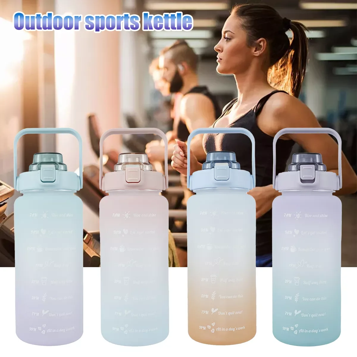 

Water Bottle 2000ml Motivational Sport Water Drinking Bottle Water Bottle Leak Proof Flip Top Lid Water Cup