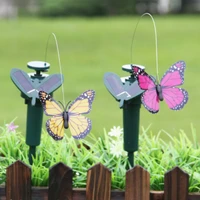 solar home garden pots decoration power dancing fluttering butterflies colorful vibration simulation bird stakes wind spinner
