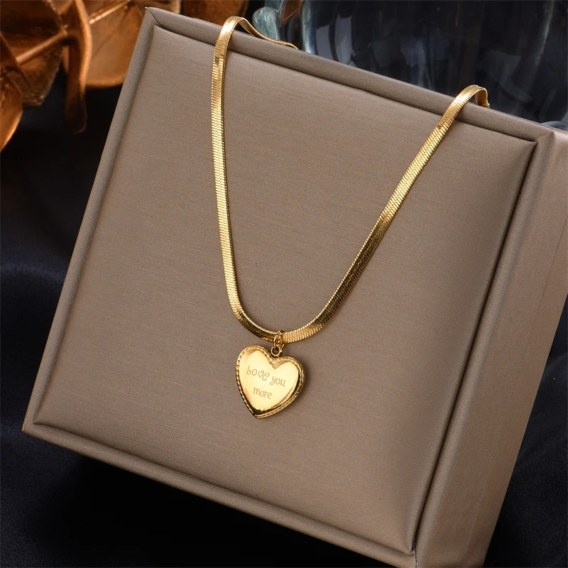 XIYANIKE 316L ожерелья из нержавеющей стали золотого цвета в форме сердца цепочка
