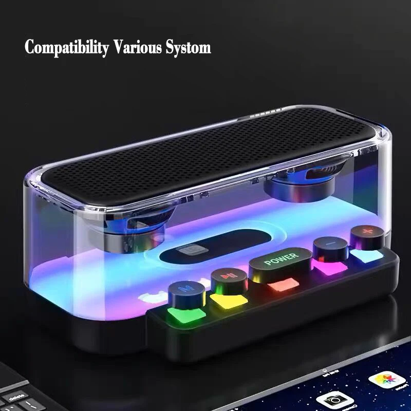 Gaming Bluetooth RGB Speaker Computer Soundbar HiFi Bass Stereo 3D Surround Wireless Column Waterproof Subwoofer Music Center