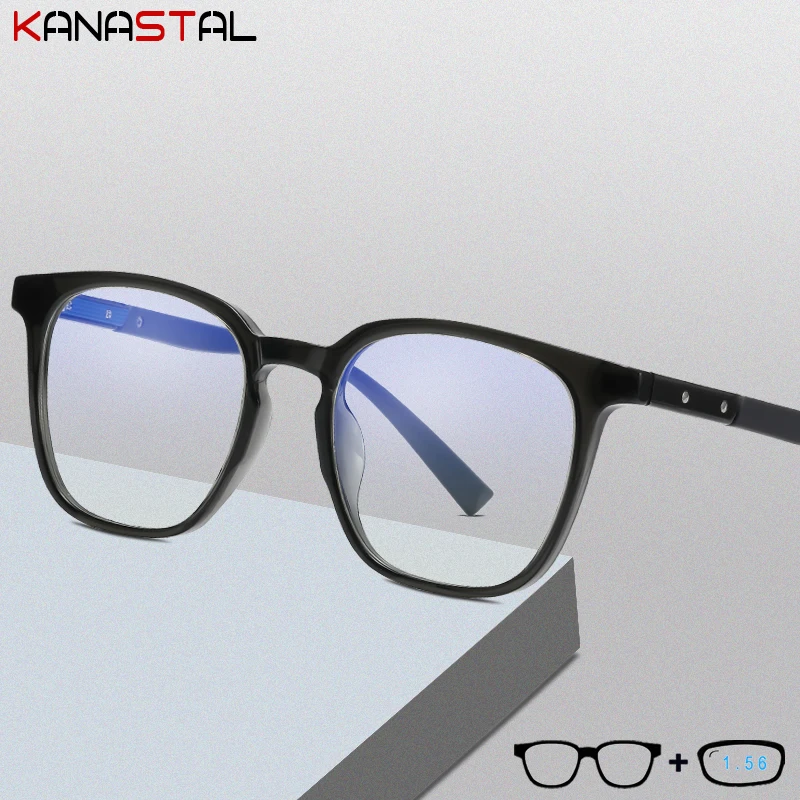 

Men's Blue Light Blocking Glasses Women Retro TR90 Oval Eyeglasses Frame CR39 Lens Prescription Optics Myopia Presbyopic Glasses