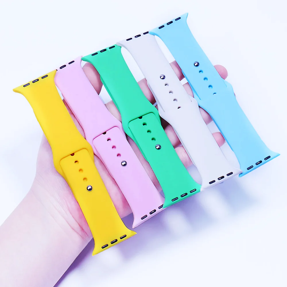 

Силиконовый ремешок для Apple Watch Band 44 мм 40 мм 41 мм 45 мм 42 мм 38 44 45 мм Ultra 49 мм, браслет для apple watch series 8 7 6 5 4 3 SE
