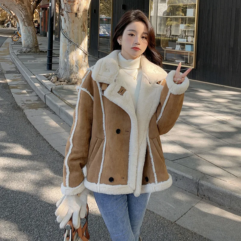 Lamb wool coat women's winter new thickened cotton jacket