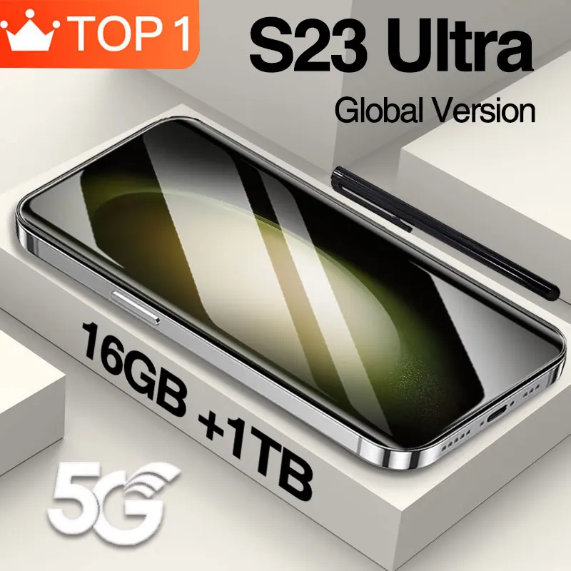 

S23 Ultra 4G/5G Smartphone Full Screen Face ID Cell Phone Snapdragon 8 Gen2 6800mAh Battery Mobile Phones Global Version
