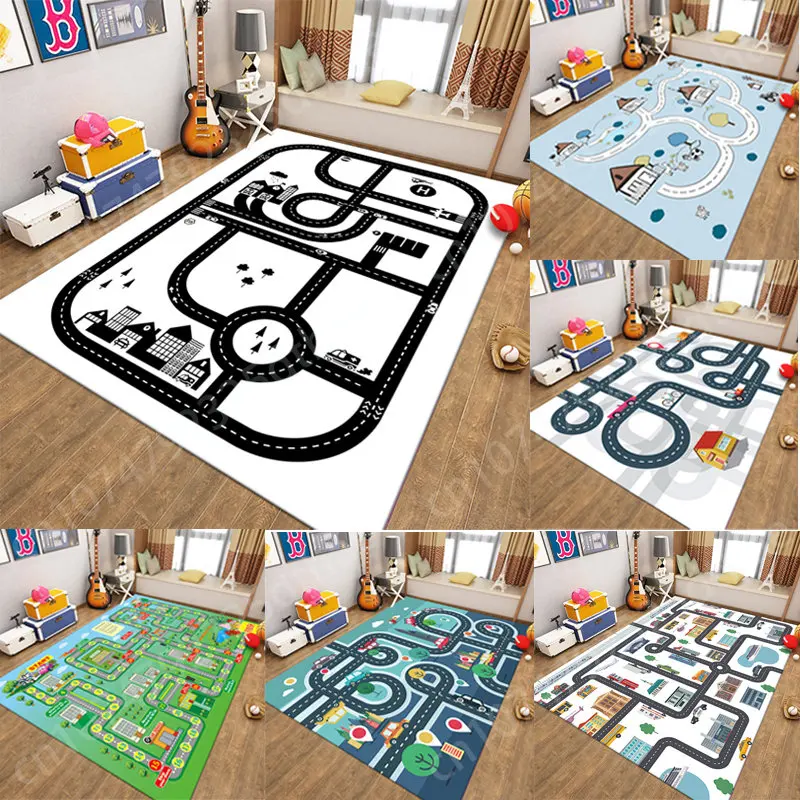 

Flying Chess Railway Carpet Cartoon Kids Play Mats Non Slip Area Rugs Home Bedroom Decoration Soft Washable Bedside Floor Mat