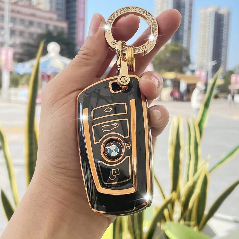 

Plating TPU Car Key Case Shell Cover Fob For BMW 1 3 4 5 7 Series F10 F11 F20 F30 F34 X1 X3 F25 X4 X5 X6 X7 Keyring Accessories