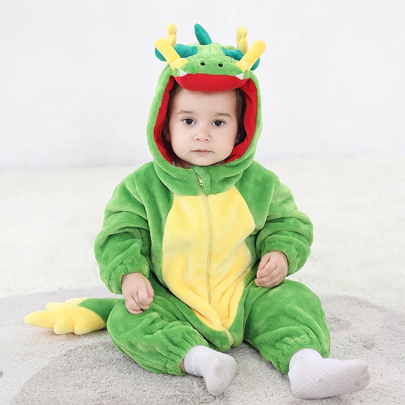 Lemurpapa 2022 Baby Bodysuits Kigurumis Cartoon Dinosaur Boys Girls Onesie Cosplay Costume Baby Romper Soft Flannel Toddler