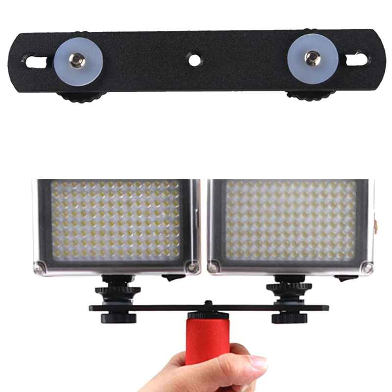 

Универсальный штатив для камеры Двойная Вспышка Speedlite фотовспышка держатель кронштейна с винтом 1/4 для Canon 7DII 70D DSLR камера видеокамера