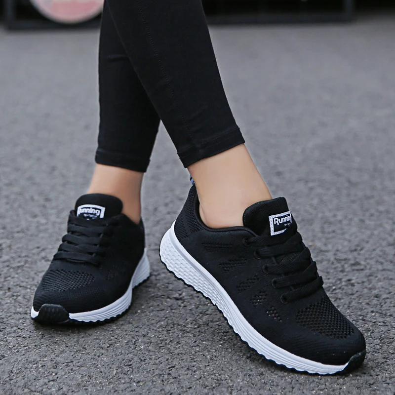 Fashion Sneaker Womens Lace Up Running Shoes Sports Lightweight Breathable Soft Comfortable Tennis Shoes