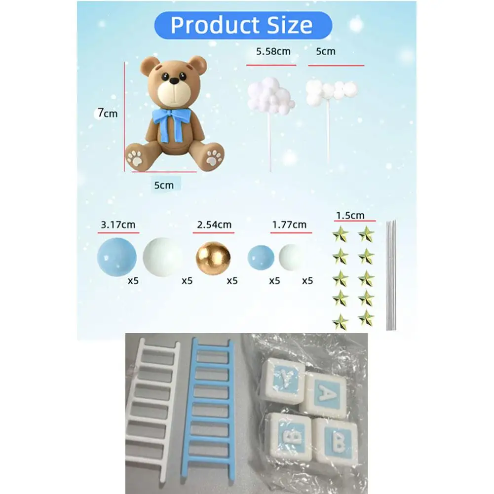 

Pink Blue Bear Cake Topper For Baby Boy Girl First Birthday Party Cake Decor Love Valentine Day Wedding Cake Decor DIY Supp M0N3