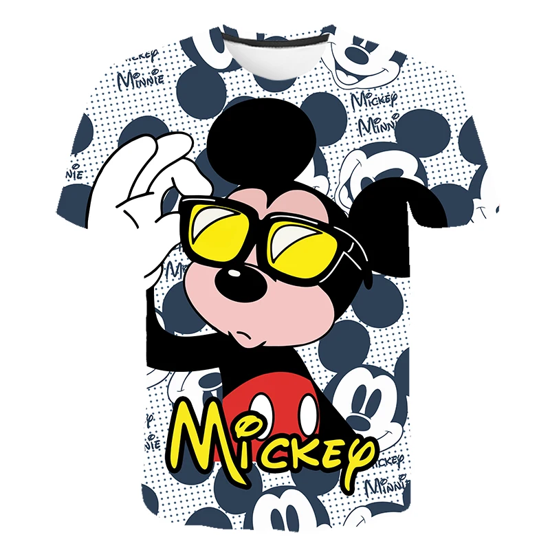 

Футболки для девочек с героями Диснея, Микки, Минни, Дональд Дак, летняя футболка для мальчиков и девочек в стиле Харадзюку, милая детская футболка с круглым вырезом и рисунком