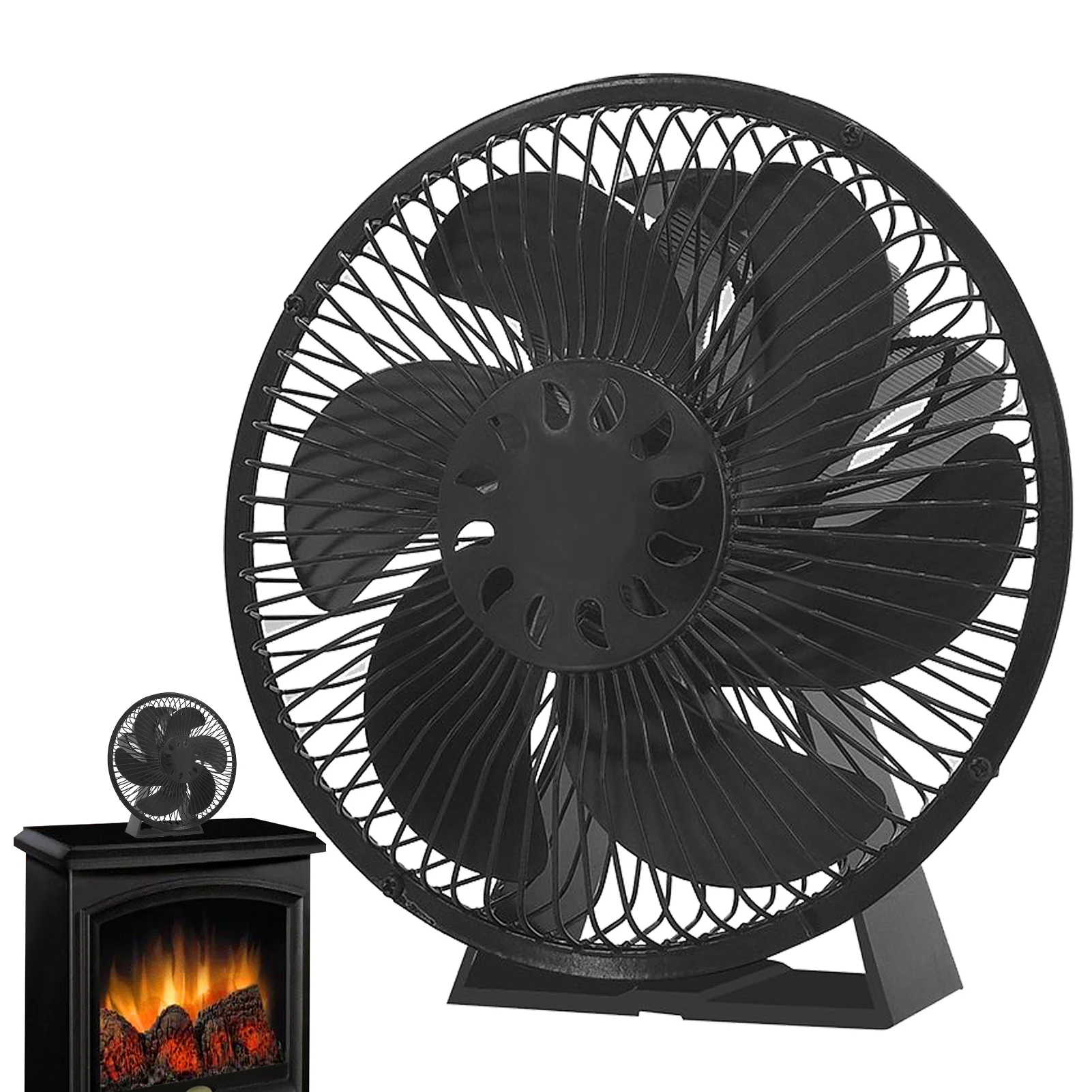 

Fireplace Fan 6-Blade Heat Powered Fan With Cover Wood Stove Fan Blower With Cover For Wood/Log Burner/Fireplace Quiet Operation