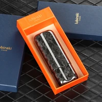 lubinski 2 tubes cigar case luxury carbon fiber travel humidor portable mini outdoor cigar humidor box with gift box packaging