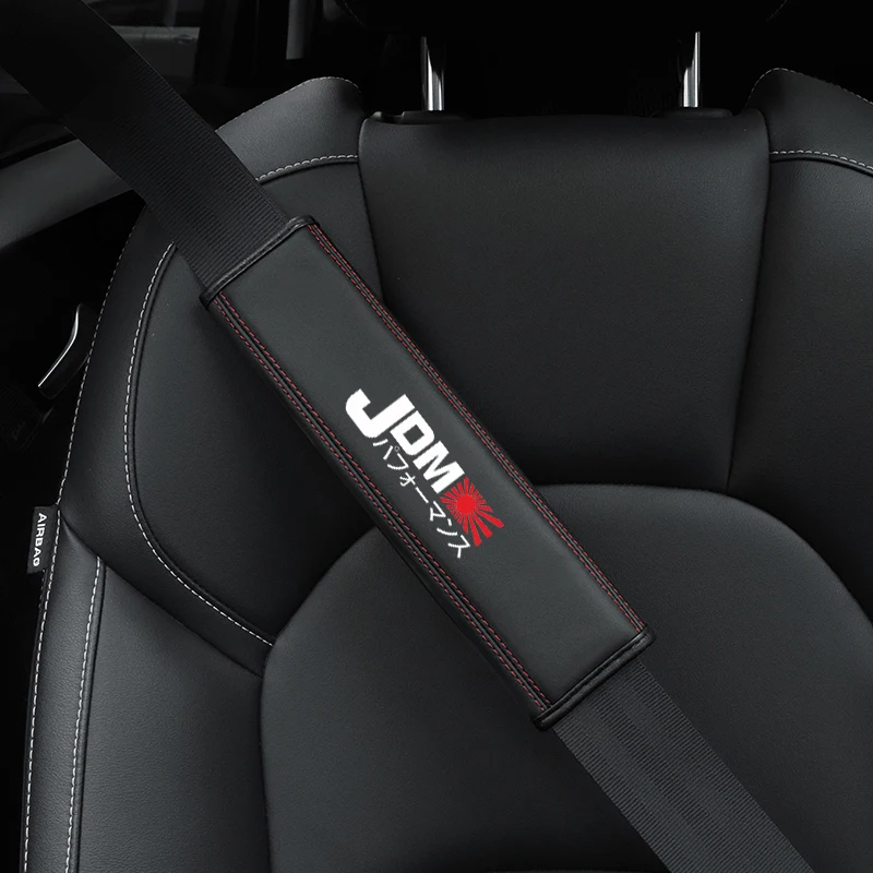 

For Red JDM Racing 1pc Cowhide Car Interior Seat Belt Protector Cover For car Auto Accessories