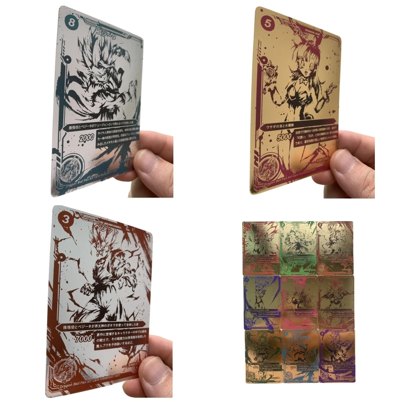 

Dragon Ball Son Goku Super Saiyan God Bulma Bronzingame Anime Collection Gold Stamping Flash Card Christmas Gifts for Friends