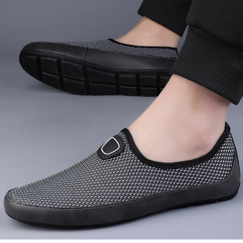 

кроссовки мужские осень кроссовки на платформе Кроссовки мужские сетчатые легкие кроссовки мужские для бега Мужские повседневные удобные туфли, дышащие брифы, с круглым носком, Нескользящие, без застежки, лоферы