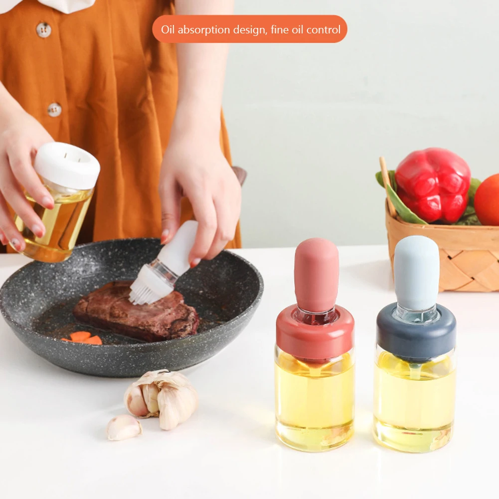 

Silicone Oil Dispenser Bottle with Brushes BBQ Grill Oil Liquid Oil Pastry Barbecue Camping Household Kitchen Baking Tool