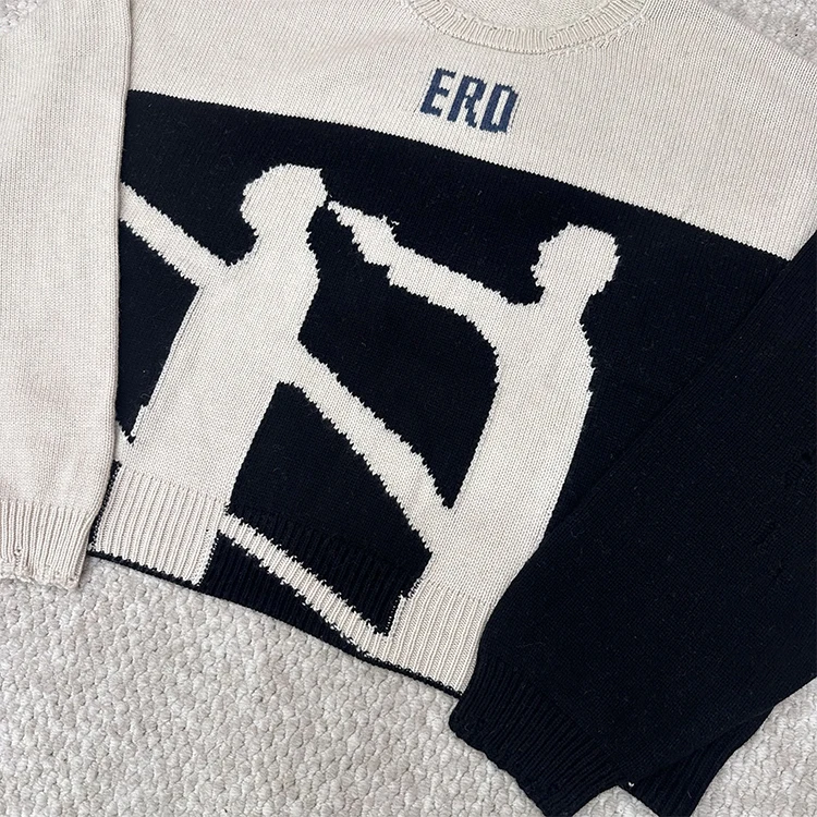 Зимний жаккардовый свитер ERD Enfants Riches Deprimes для мужчин и женщин короткие широкие