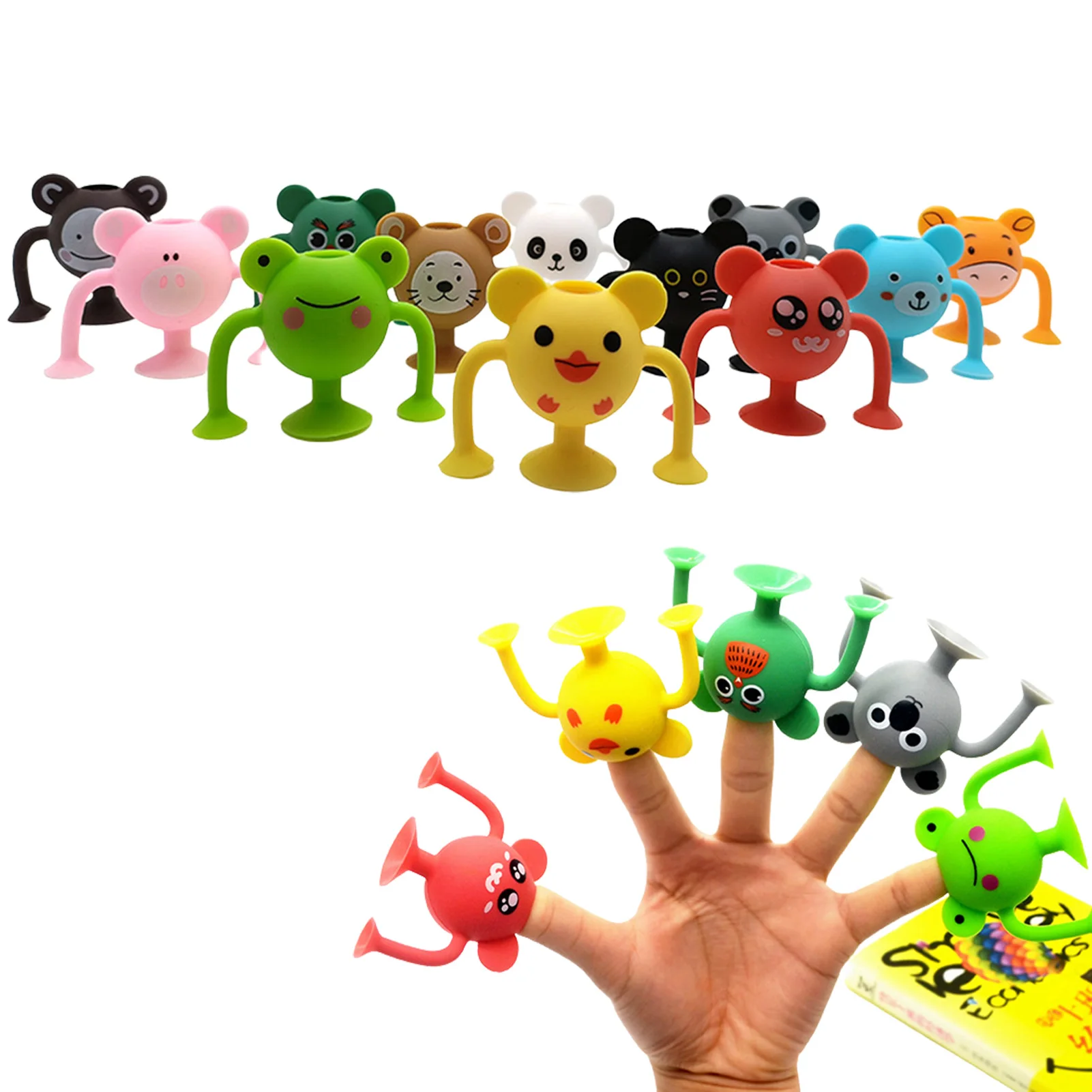 

12pcs Squeeze Suction Cup Toys Construction Set Soft Plastic Building Blocks DIY Educational Toys Suction Cup Construction Set