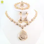 Модные нигерийские Свадебные африканские бусы ожерелье набор капли воды серьги для женщин вечерние Дубай Свадебные аксессуары ювелирный набор