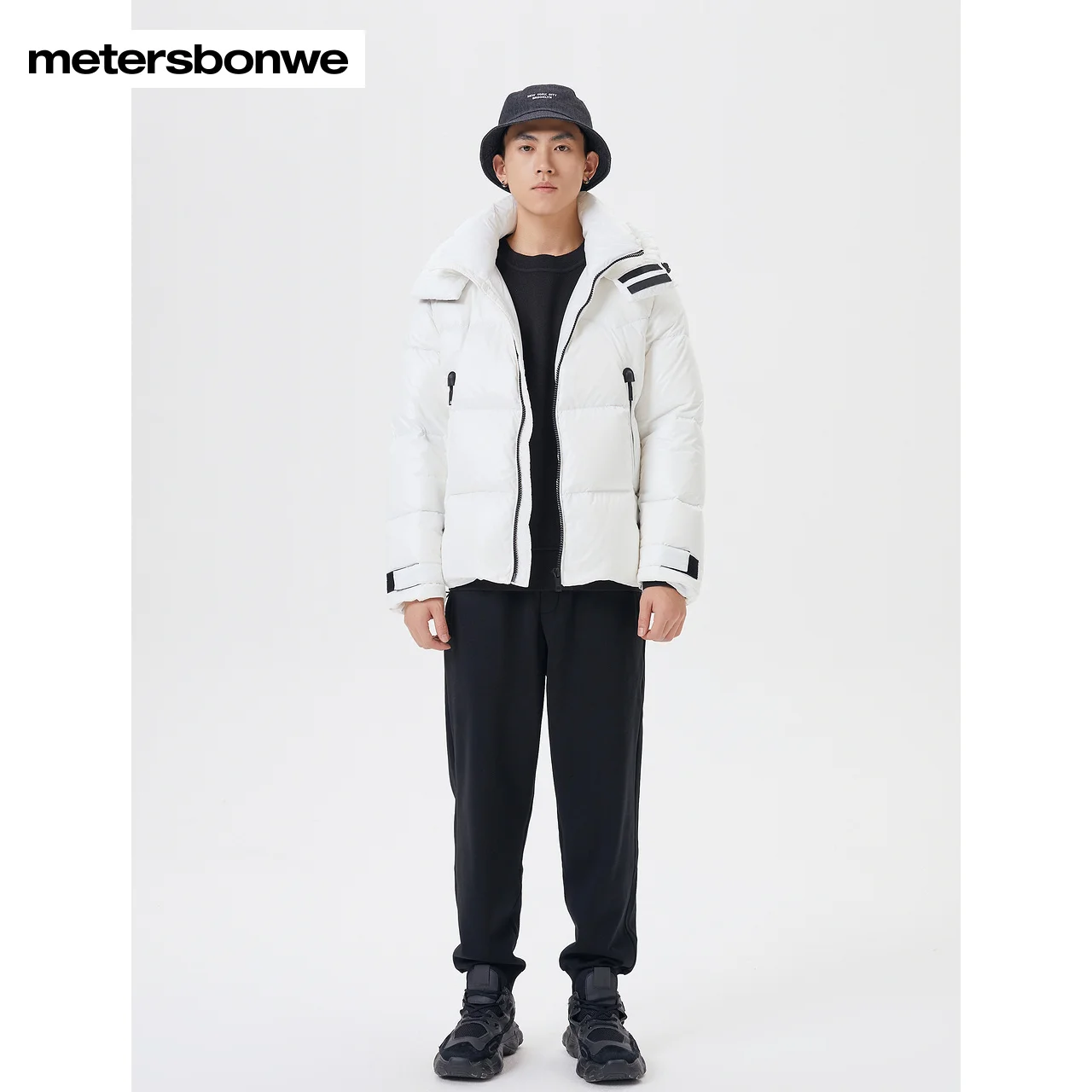 Metersbonwe Solid Color Keep Warm Short Down Wear For Men Loose 80%Gray Duck Down Warm Wear Hooded High Quality Winter Down Coat