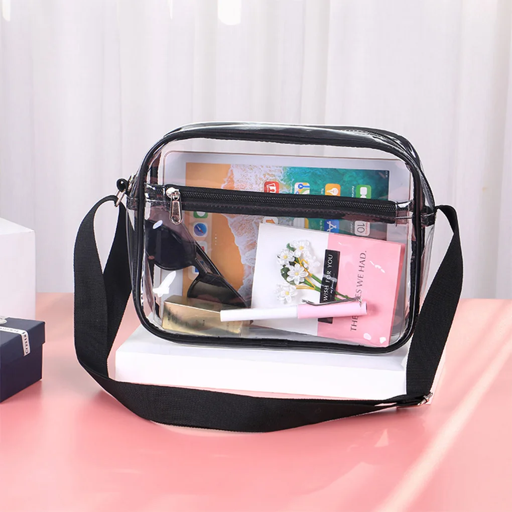 

Transparent Shoulder Bag School Messenger Tote Mobile Phone Handbag for