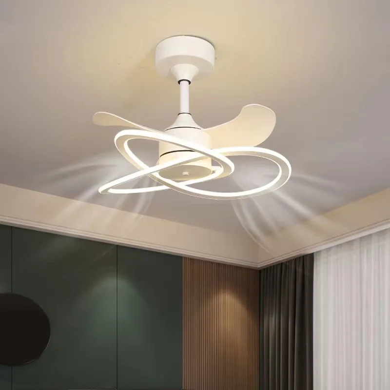 

2023 New Modern Minimalist Restaurant Fan Lamp Nordic Living Room Ceiling Fan Lights Large Wind with Electric Fan Chandelier