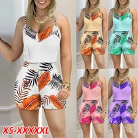 bohemian two piece set new fashion linen set women vacation matching sets casual tank top and shorts two piece set for female