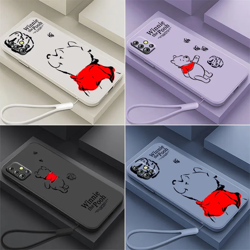 

Cartoon Disney Winnie the Pooh Phone Case For OPPO Reno 7 6 SE Z Find X5 X3 X2 Neo Lite Pro Liquid Rope Funda Cover Soft Capa