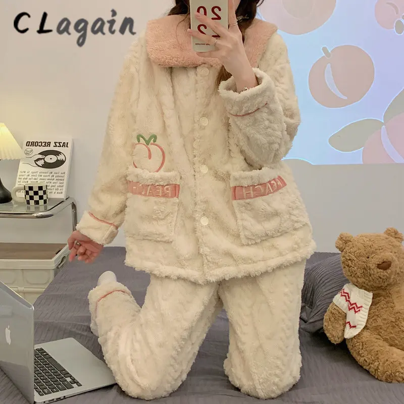 2022 New Ladies' Winter coral velvet lovely warm Ladies' Nightgown with velvet cardigan flannel house suit Ladies