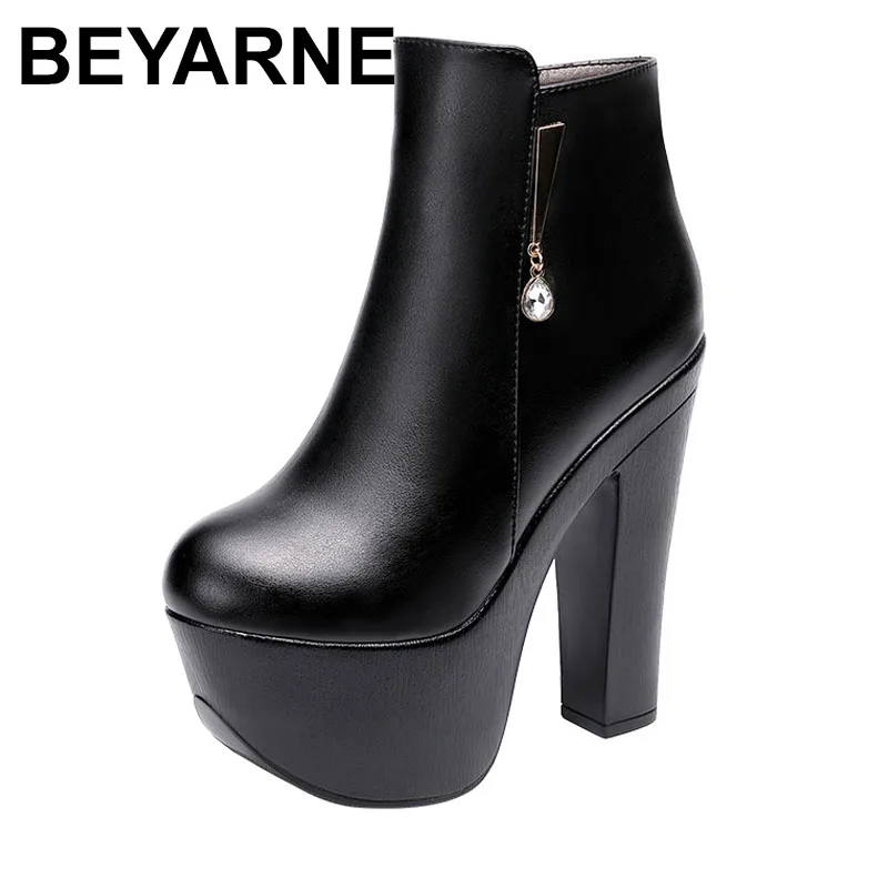 Женские короткие ботинки на платформе 15 см женские ботильоны высоком каблуке