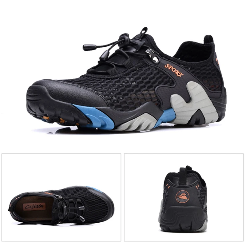 JIEMIAO Summer Hiking Shoes Mesh Breathable Men Sneakers Outdoor Comfortable Non-Slip Mountain Trekking Hunting Boots