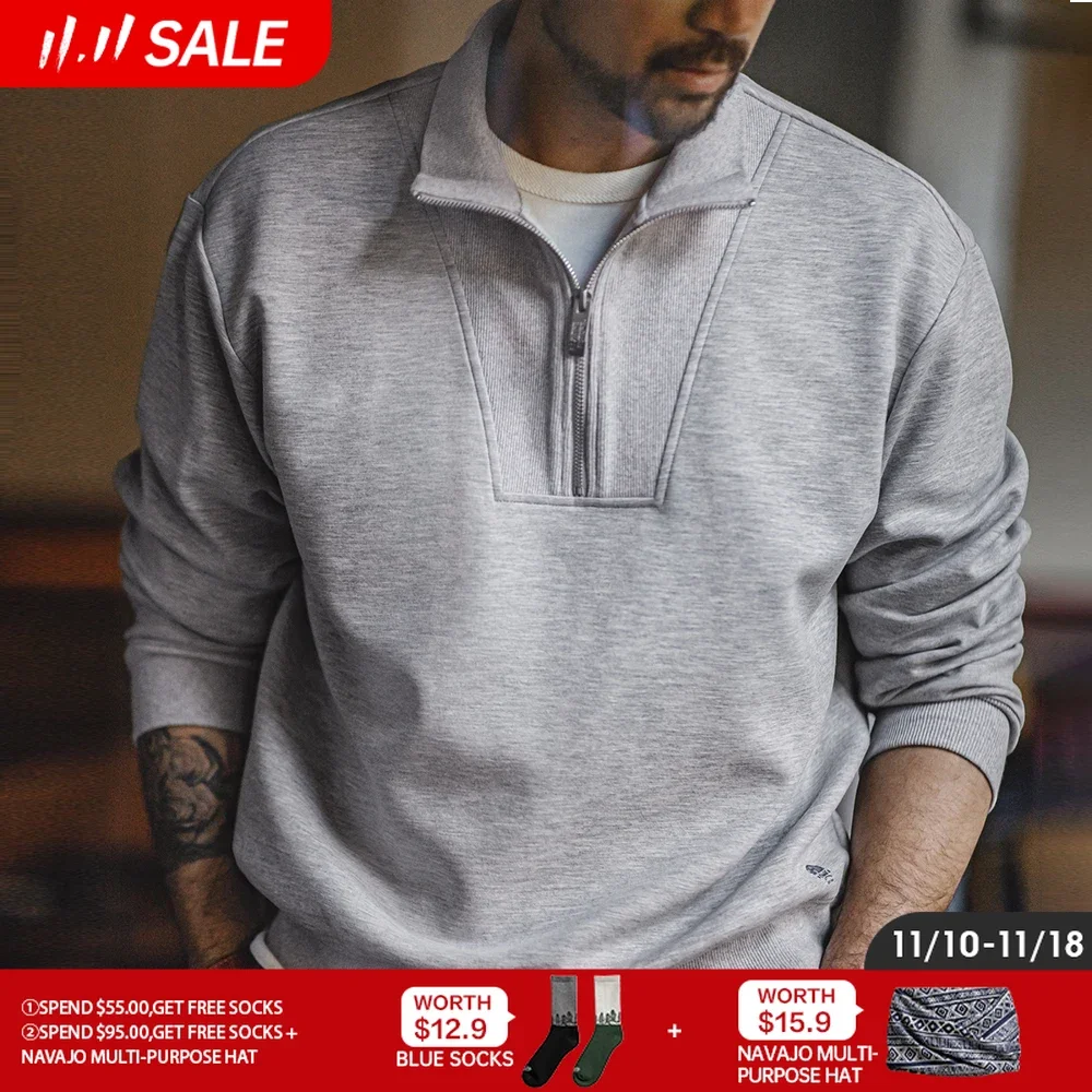 Мужской свитшот с воротником-стойкой и металлической молнией