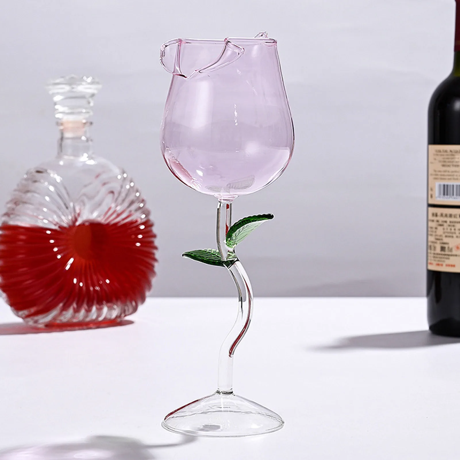 

Wine Glass Rose Flower Shape Goblet Lead-Free Red Wine Cocktail Glasses Home Wed 150/400ml For Drinking Wedding Birthday