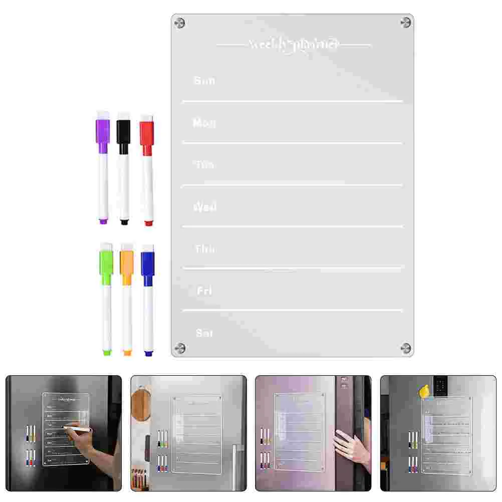 

Weekly Plan Message Board Kitchen Supplies Practical Dry Erase Fridge Magnetic Acrylic Refrigerator Writing